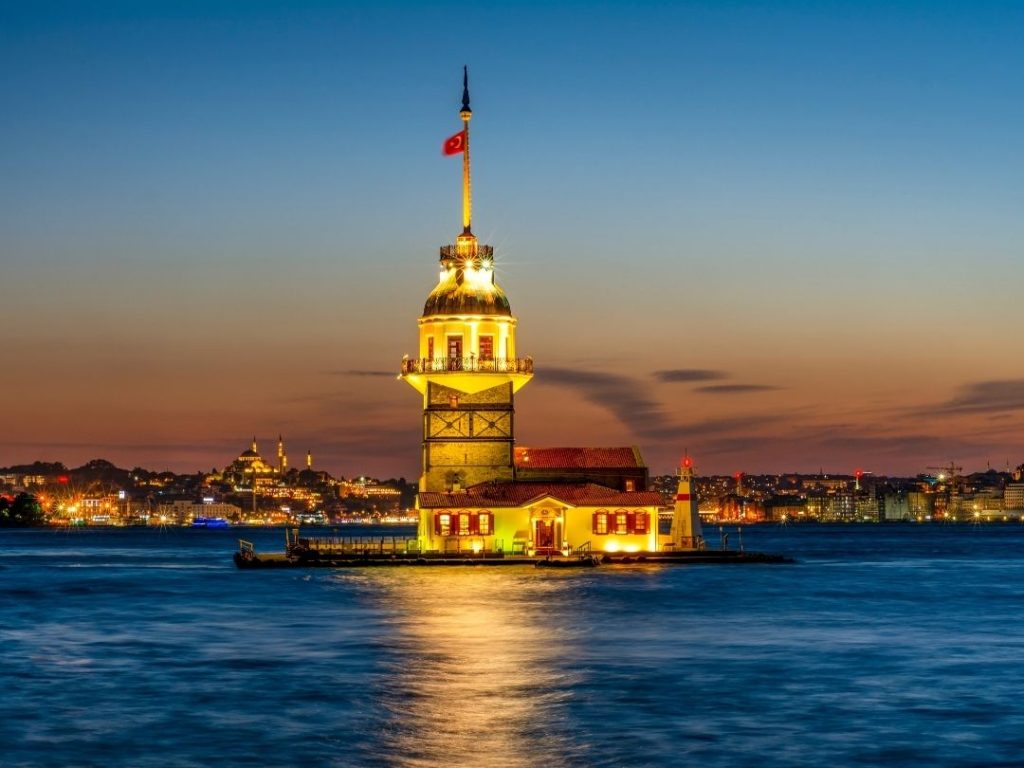 Maiden's Tower at Istanbul. One of best destinations honeymoon in Turkiye.