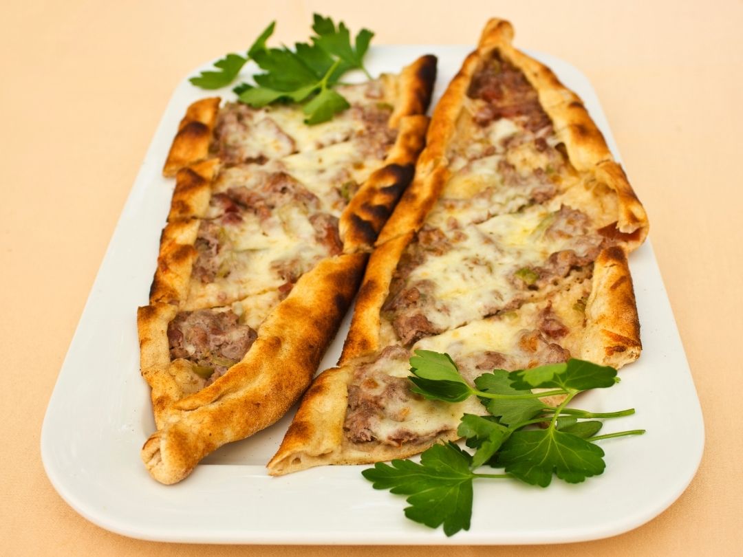 Turkish Pide Boat with Cheese and Sucuk